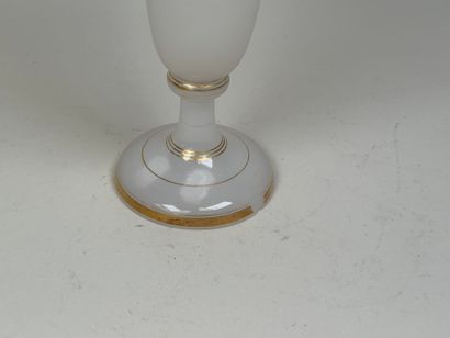 Vase sur pied en verre opalin à décor de...