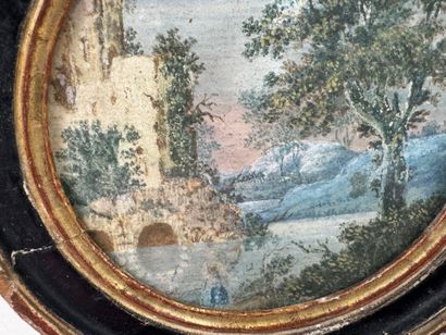École, fin XIXe.
Paysages.
Deux miniatures...