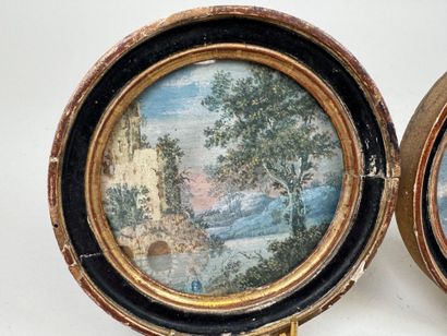 École, fin XIXe.
Paysages.
Deux miniatures...