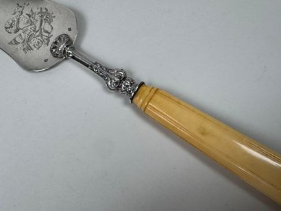 Silver fish shovel chased with shells, ivory...