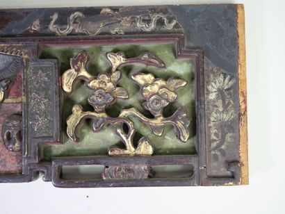 CHINE, XIXe.
Panneau rectangulaire en bois...