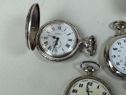 6 montres de gousset en argent et métal.
D....