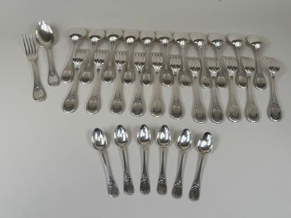 CHRISTOFLE. 
Partie de ménagère en métal...