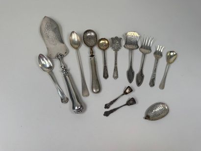 Set of mismatched silver and silver-plated...