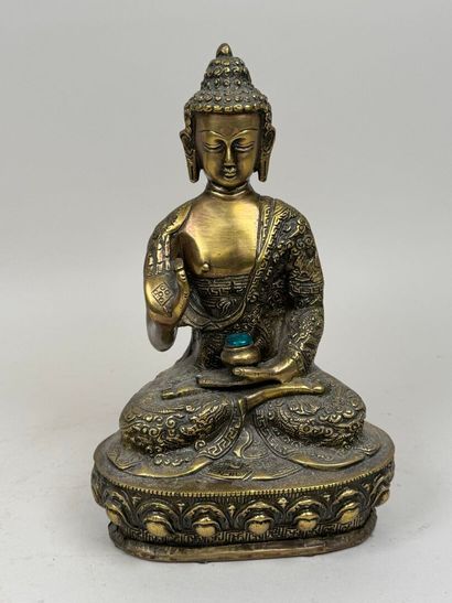 ASIE, XXe.
Bouddha.
Sujet en bronze ciselé.
26...