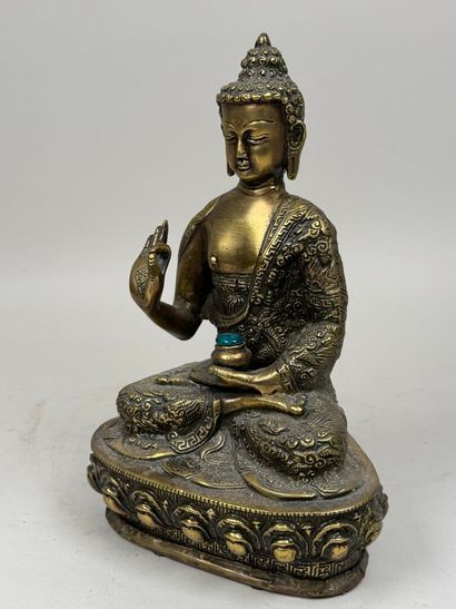 ASIE, XXe.
Bouddha.
Sujet en bronze ciselé.
26...