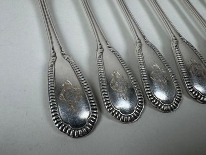 Set of 6 silver entremet forks with small...