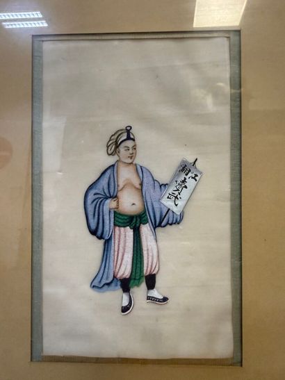 CHINE, XIXe.
Série de six gouaches polychromes...