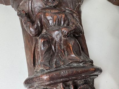 École, XIXe.
Paire de sellettes en bois sculpté...