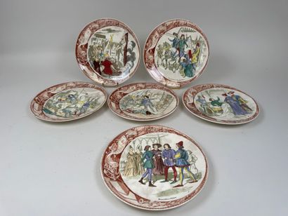 SARREGUEMINES.
Jeanne d'Arc.
Série de 6 assiettes...