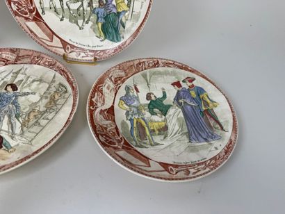 SARREGUEMINES.
Jeanne d'Arc.
Série de 6 assiettes...