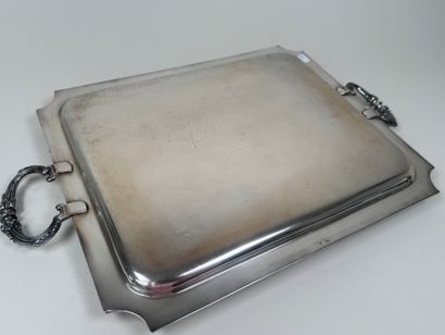 Plateau rectangulaire à 2 anses en métal...
