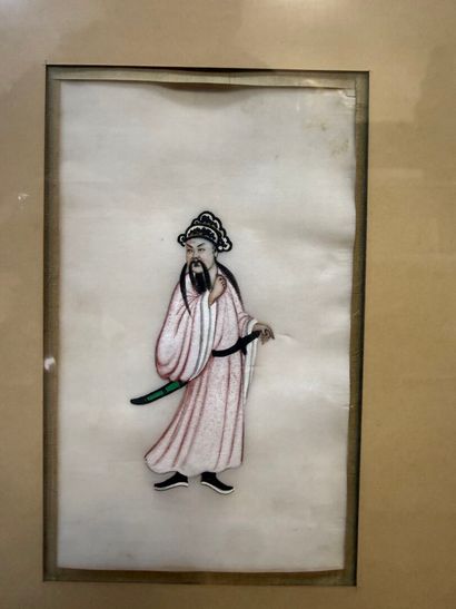 CHINE, XIXe.
Série de six gouaches polychromes...