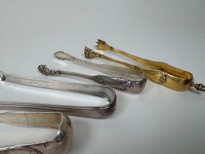 Collection of 6 sugar tongs in 950/1000 and...