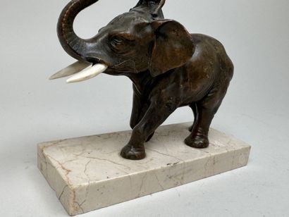 École, XXe.
Éléphant.
Sujet en régule patiné...
