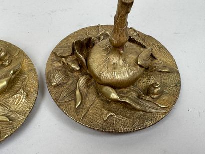 CH. LEBLANC.
Paire de bougeoirs en bronze...