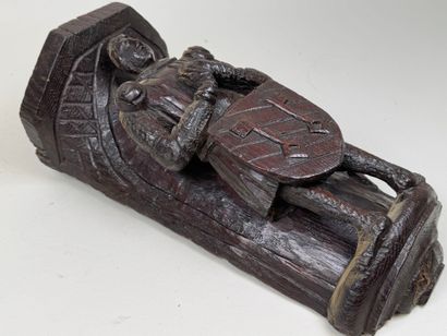 École, XIXe.
Chevalier au blason aux clés.
Sellette...