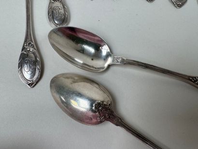 Set of 11 small spoons in 950/1000 silver,...