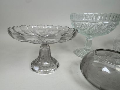 Lot en verre et cristal comprenant 3 coupes...