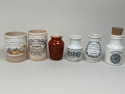 Collection de 6 pots publicitaires à moutarde...