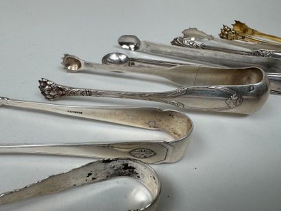 Collection of 6 sugar tongs in 950/1000 and...