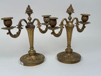 Paire de candélabres en bronze doré et ciselé...