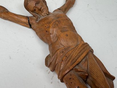 École, XXe.
Christ.
Sujet en buis sculpté.
H....