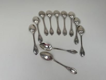 Set of 11 small spoons in 950/1000 silver,...