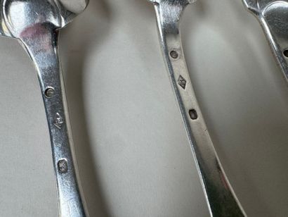 Two table spoons and a fork in 950/1000 silver,...