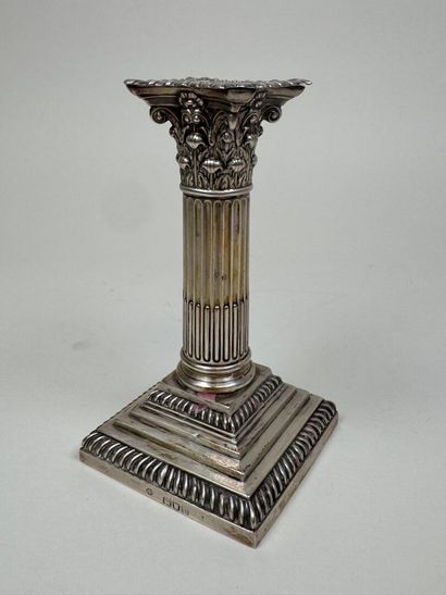 Embossed foreign silver candlestick with...