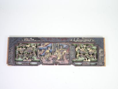 CHINE, XIXe.
Panneau rectangulaire en bois...