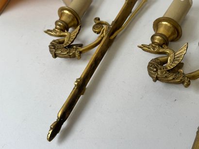 Paire d'appliques en bronze doré et ciselé...