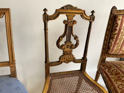 Set of four chairs in gilded, re-gilded,...