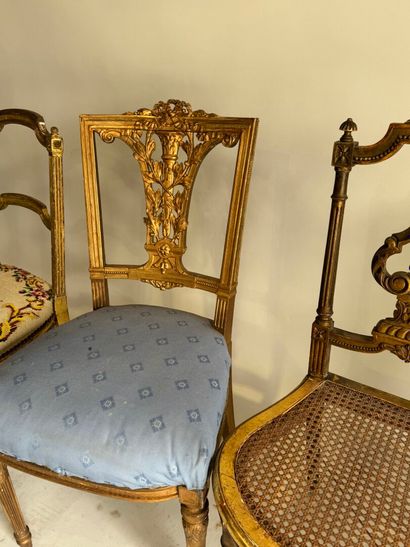 Set of four chairs in gilded, re-gilded,...