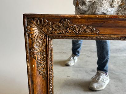 Rectangular mirror made of wood and stucco,...