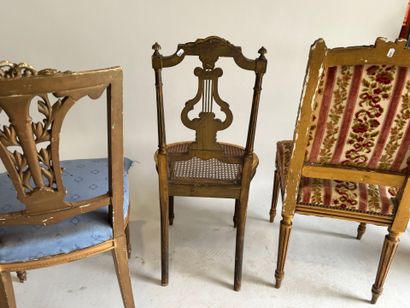 Set of four chairs in gilded, re-gilded,...