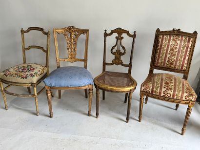 Set of four chairs in gilded, re-gilded,...