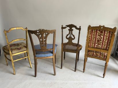 Set of four chairs in gilded, re-gilded,...