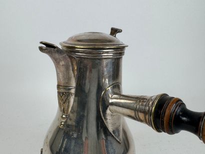 Silver-plated metal chocolate pot, blackened...