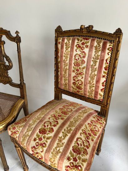 Set of four chairs in gilded, re-gilded,...