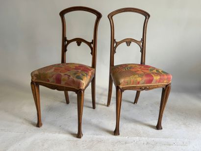 Pair of Art Nouveau-era bedroom chairs made...