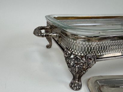 Large rectangular silver-plated openwork...