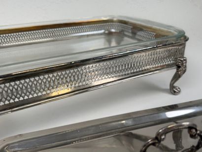 Large rectangular silver-plated openwork...