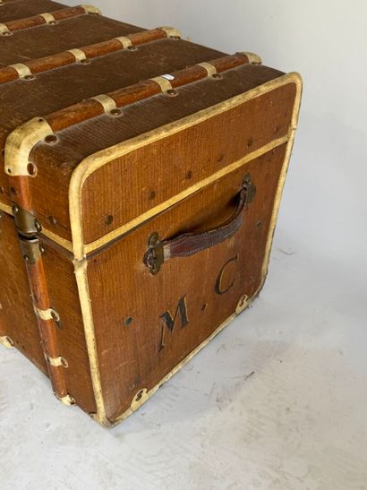 80
H.B.
Travel trunk made of coated canvas,...