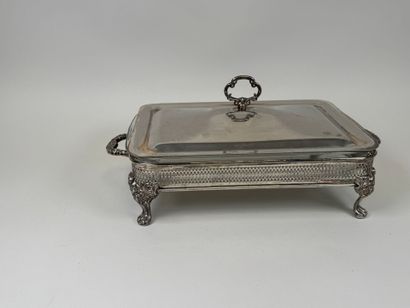 Large rectangular silver-plated openwork...