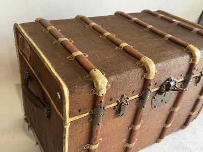 80
H.B.
Travel trunk made of coated canvas,...