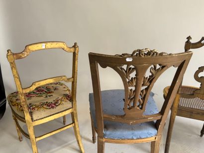 Set of four chairs in gilded, re-gilded,...