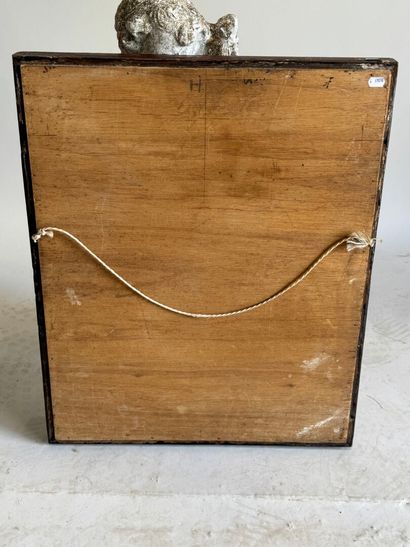 Rectangular mirror made of wood and stucco,...