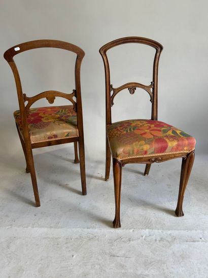 Pair of Art Nouveau-era bedroom chairs made...