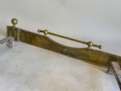 Pair of bronze andirons decorated with stylized...